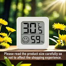 2 piezas Termómetro digital compacto mini e higrómetro, monitor de humedad de alta precisión con pantalla LCD, termómetro e higrómetro de temperatura y humedad interior y exterior con alimentación por batería para el hogar, habitación de adolescentes, jardín, coche - Blanco - Ver 11