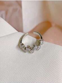 1pc Gold-Plated Cubic Zirconia Triangle Open Ring, Creative Personalized Design, Minimalist Retro Korean Style Fashion Casual, Suitable For Ramadan, Gift For Women & Men, Daily, Casual, Party Wear - Yellow Gold - View 2