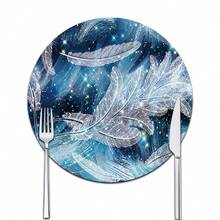 双面防滑PU隔热垫桌垫耐热餐垫饮料杯垫厨房餐具沥水垫可水洗桌面垫适用于节日用餐和厨房餐桌羽毛图案 - 白色 - 查看 16