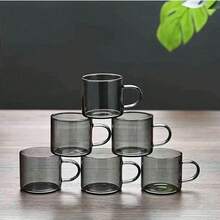 2/4/6/12pcs 100ml Smoked Black Glass Small Water Cups, High-Quality Mini Coffee Cups, Portable Office Tea Cups, Home Breakfast Milk Cups, Transparent Glass Cups, Heat-Resistant Lead-Free Water Cups, Afternoon Tea Espresso Cups, Guest Tea Cups, Elegant Desktop Small Cups - Black - View 6