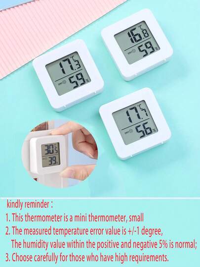 1ชิ้น/2ชิ้น/3ชิ้น เครื่องวัดอุณหภูมิและความชื้นในร่มขนาดเล็ก, เครื่องวัดอุณหภูมิและความชื้นดิจิตอล LCD สำหรับใช้ในร่ม - จอภาพอุณหภูมิและความชื้นที่แม่นยำ, ใช้แบตเตอรี่, ติดตั้งง่าย, สีขาว (เซลเซียสเท่านั้น), จอภาพสภาพอากาศในร่ม, เครื่องวัดอุณหภูมิ, เครื่องวัดความชื้น | การออกแบบที่สวยงามทันสมัย | ตัวเรือนสีขาวมินิมอล