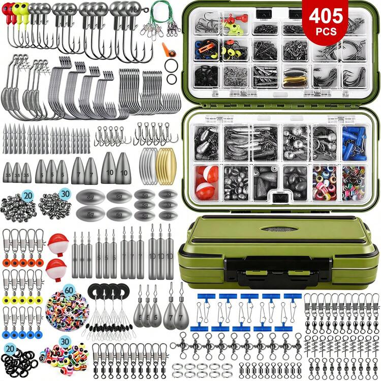 OPQ 132/204/305/405pcs Fishing Accessories Kit Fishing Tackle Box
