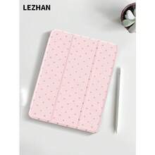 1pc Cute Pink & Brown Polka Dot Artistic Design Tablet Protective Case, Compatible With  (A16) 11 Inch 11th Gen 2023,  9th/10th Gen 10.9 Inch, Galaxy Tab S6 Lite 10.4, Anti-Drop, Pencil Slot, Sleep/Wake Support, Christmas, Halloween, Romantic Gift - 多色-1 - 查看 3
