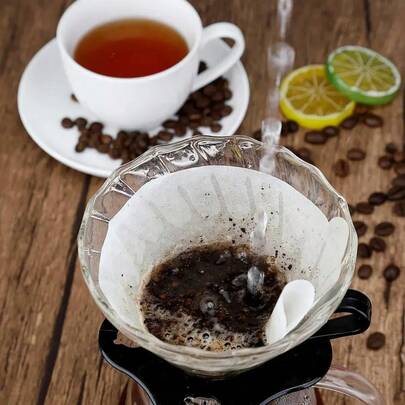 120张/80张/40张装咖啡滤纸 - 锥形滤纸，V形手冲咖啡滤纸，天然纸质，易于使用，升级设计，多种尺寸可选，适用于滤杯，开学季必备