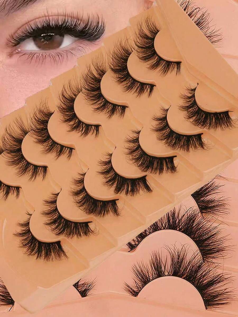 7 pares de pestañas de ojo de gato, pestañas naturales, pestañas postizas completas, pestañas rusas, gruesas y esponjosas, pestañas dramáticas, aptas para principiantes, chica desaliñada 3 en 1, adecuadas para uso diario, fiesta, viaje, primavera, verano, otoño, invierno - Pestañas Ojos de Gato - Ver 1