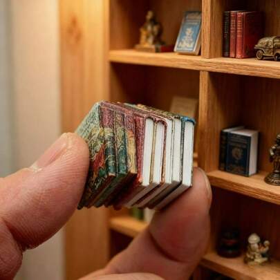 1:12 Scale Miniature House Library Bedroom Decor, DIY Micro Landscape Scene Accessories, Mixed Realistic Mini Fake English Books, Suitable For Dollhouse, DIY Furniture Model, Decorations, Christmas, New Year, Valentine's Day, Easter, Non-Flipping Mini Realistic English Books Small DIY Model