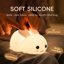 Lámpara de noche de conejo de silicona, lámpara LED, recargable por USB, tacto suave, regulable con temporizador, linda lámpara de conejo, adecuada como regalo de cumpleaños, decoración de habitación - Multicolor - Ver 5