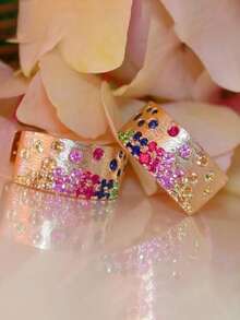 1 Đôi bông tai vòng đính đá Cubic Zirconia xinh xắn dành cho nữ, thích hợp làm quà tặng dự tiệc, lễ đính hôn, kỷ niệm, ngày Valentine. - 1 # - Xem 5