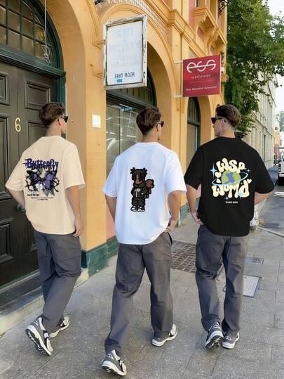 3pcs/Set Tween Boys Casual Graphic T-Shirts, Streetwear Style Creates A Relaxed " & Exploring" Vibe, Suitable For Children In Summer, Teens Shirts