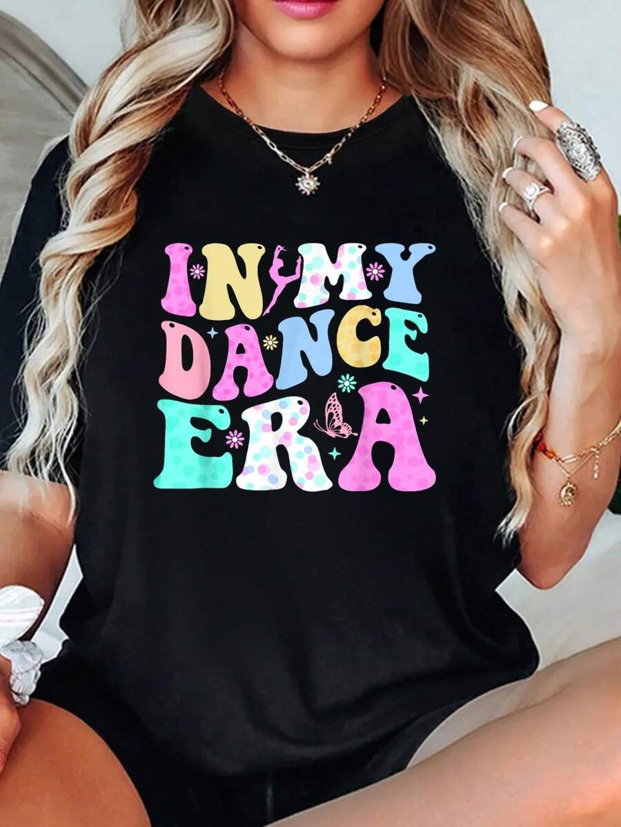 playeras de algodón mujer, Camiseta de bailarina de ballet "In My Dance Era" para mujer, niña y adolescente conjuntos de mujer tops - Negro - Ver 1