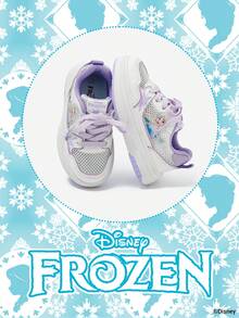 Disney 1 đôi giày thể thao trẻ em phiên bản hợp tác chính thức với Frozen, bao gồm giày công chúa Elsa, công chúa Anna và công chúa Arendelle, phù hợp cho sinh hoạt hàng ngày, các hoạt động thể thao ngày lễ và ngoài trời. Đế giày thoải mái, chống trơn trượt và thoáng khí. - Màu tím hoa cà - Xem 2