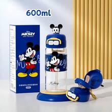 Disney 1Pc 600ml  Cartoon Water Bottle, Tritan Material Dual-Drinking Spout Plastic Cup, 3D Character Straw Cup, Leak-Proof & Shatter-Resistant Student School Water Bottle, Ideal Gift For Summer Outdoor, Home, Spring Outing, Birthday, Back To School, Wedding & Festivals - Multicolor - View 9