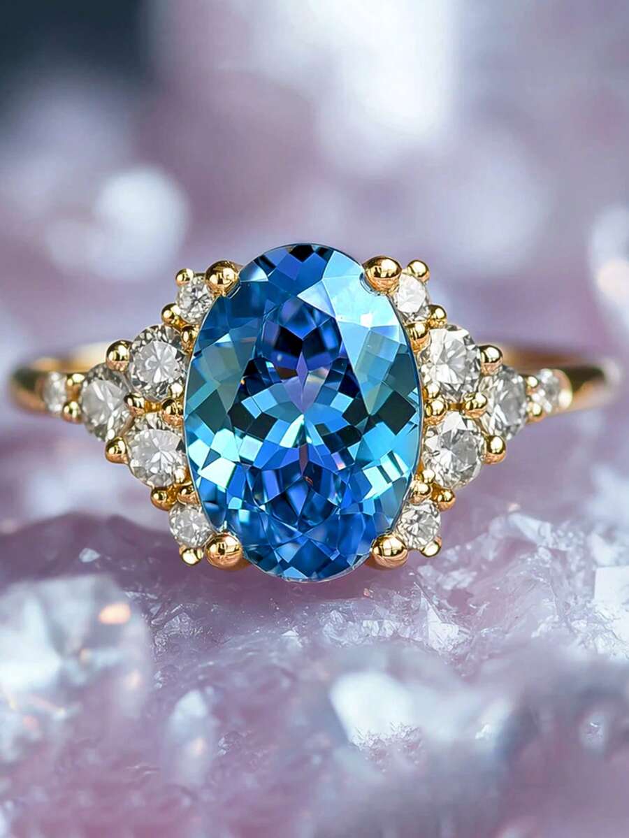 1 chiếc nhẫn đá Cubic Zirconia tuyệt đẹp dành cho nữ, thích hợp làm quà tặng Ngày Valentine, đám cưới, kỷ niệm hoặc trang sức dự tiệc. - 2 # - Xem 1