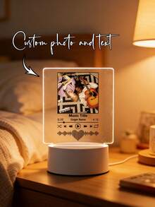1pc Customized Photo Music Lamp, Personalize With Your Photos To Share Your Precious Memories And Cherished Moments. It's The Perfect Gift For Family And Friends. Can Be Used As Wall Decor, Home Decor, Valentine's Day, Birthday, New Year Gift Or Souvenir. - Multicolor - View 2