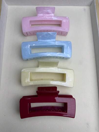 4pcs Women's Fresh & Sweet Hair Clips, Marble Pattern Hair Claw, Casual ABS Plastic Hair Claws, Suitable For Spring And Summer