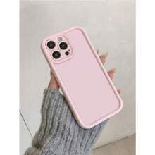 1pc Burgundy Personalized Pattern Full Coverage TPU Shockproof Phone Case Compatible With IPhone 16, 15, 14, 13, 12, 11 Pro Max, Series Waterproof Anti-Fall Scratch Resistant - Pink - View 3