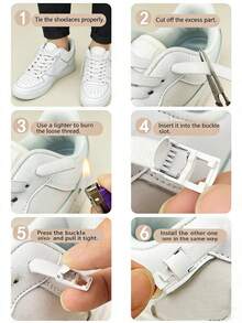 弹性免系鞋带，带锁扣，适用于运动鞋、休闲鞋、小白鞋、篮球鞋、跑步鞋、夏季训练鞋、返校用品、靴子配件，适合户外、运动、旅行、居家、办公、学校等各种场合，纯色可选。 - 白色 - 查看 3