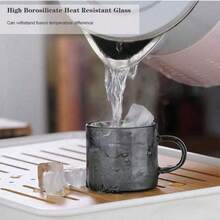 2/4/6/12pcs 100ml Smoked Black Glass Small Water Cups, High-Quality Mini Coffee Cups, Portable Office Tea Cups, Home Breakfast Milk Cups, Transparent Glass Cups, Heat-Resistant Lead-Free Water Cups, Afternoon Tea Espresso Cups, Guest Tea Cups, Elegant Desktop Small Cups - Black - View 2