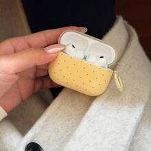 韩版ins风极简粉彩波点保护套，兼容苹果 Pro 1/2无线蓝牙耳机，带挂环，柔软全包设计，兼容 Pro 3，全新设计 - 黃色 - 查看 5