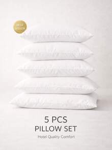 Hotel Collection 5 Pcs Pillow Set 50x70 Cm – Luxury Soft Microfiber Filling, Breathable & Hypoallergenic, Hotel Quality Bed Pillows For Bedroom – Made In Turkey - White - View 1