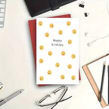 1pc Humorous Birthday Card, Featuring A High-Quality Print This Cheerful Birthday Greeting Card Showcases Yellow Faces - One Size Fits All - View 3