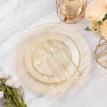 20pcs High-Quality Plates - Modern Urban Starry Sky Round Plates, Dinner Plates, Wedding Dessert & Appetizer Plates, Fancy Plates Suitable For Weddings, Parties, Restaurants, Gatherings - Flash Gold - View 3