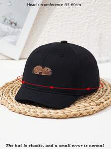 1 szt. unisexowa czapka baseballowa z krótkim daszkiem w kolorze khaki z haftem Barreleye, uroczy kapelusz z napisem Water Vole Outdoor Sports Street Casual Patchwork, wiosenno-jesienny jednolity kolor czarny niebieski modny - A - Zobacz 3