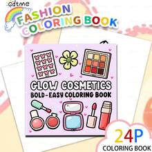 GDTME Libro para colorear lindo para cosméticos, Libro para colorear COZY FRIENDS para adultos y adolescentes, audaz y simple, alivio del estrés, vuelta a la escuela, Día de la Mujer, regalo de cumpleaños, papelería, suministros de oficina, tamaño 7.9x7.9 pulgadas - Maquillaje lindo - Ver 2