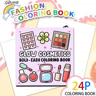 GDTME A Cute Cosmetics Coloring Book, COZY FRIENDS Coloring Book For Adults And Teens, Bold & Easy, Stress Relief, Back-To-School Season, Women's Day, Birthday Gift, Stationery, Office Supplies, 7.9x7.9''.