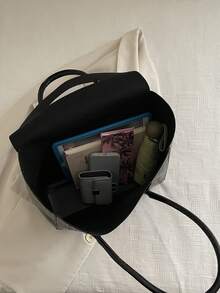 Large-Capacity Stylish And Simple Retro-Style Daily Shoulder Bag, 2026 New Model, Simple Women's Commuter Bag - Black - View 12