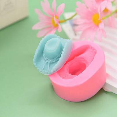 1pc Western 3D Cowboy Hat Candle Mold, Plaster Decor Silicone Mold