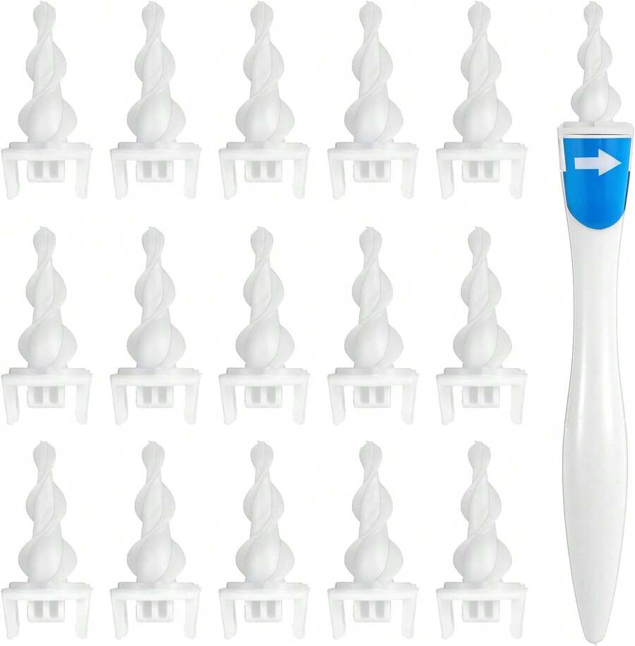 Earwax Removal Tools-Spiral Ear Wax Removal Kit, Reusable  Ear Cleaner Kit With 16 Soft Flexible Silicone Replaceable Tips - 1 - Xem 1