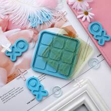 6pcs/Set XO Chessboard Silicone Mold With 5 Chess Pieces Mold, XO Chessboard Game Resin Silicone Mold, DIY Desktop Chessboard Game - 6 Pieces/set - View 5