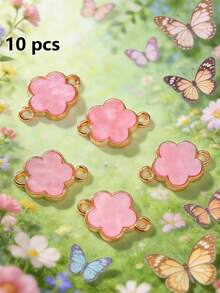 5/10/20/30/50/100/200/300/400/500pcs Multi-Color Elegant Quatrefoil Flower Double Hole Pendant, Suitable For DIY Necklace, Bracelet, Earring, Key Chain, Phone Charm, Couple Gift Jewelry Making - Five-petal Flower - View 21