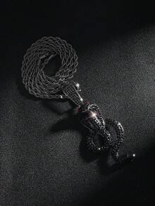 Collar con colgante de serpiente negra, joyería de moda callejera hip hop, regalo de cumpleaños, accesorio de fiesta - Negro - Ver 4