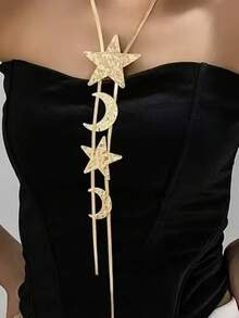 1 Pair/1 Pc Fashion New Ramadan Star & Moon Earrings & Necklace Set, Gift Jewelry For Women Party & Daily Wear - Star and Moon Set - View 9