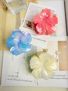 1个/3个/6个装女士爪夹，新款欧美卷发花朵爪夹，彩色时尚高端发夹，发爪发饰时尚发夹夏季穿搭 - 彩色 - 查看 4