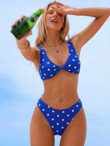 Bộ bikini hai mảnh họa tiết hoa thanh lịch dành cho nữ, kiểu dáng dây xoắn, thích hợp cho tiệc bãi biển. - Nhiều màu - Xem 3