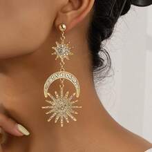 1对时尚优雅的星星吊坠耳环，适合女性日常和节日穿着 - 金黃色 - 查看 7
