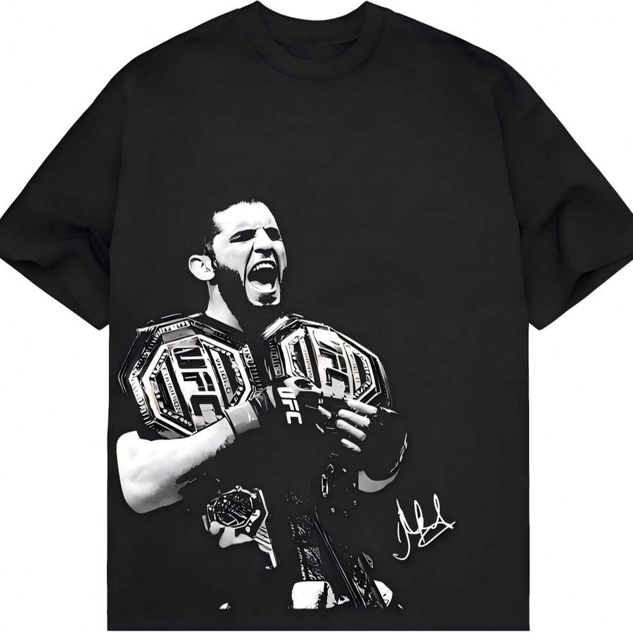 Islam Makhachev Double Champ High Quality Tee, 322 T-Shirt, MMA Shirt, Fighter Tee, Graphic Champ T-Shirt - màu đen - Xem 1