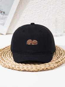 1 szt. unisexowa czapka baseballowa z krótkim daszkiem w kolorze khaki z haftem Barreleye, uroczy kapelusz z napisem Water Vole Outdoor Sports Street Casual Patchwork, wiosenno-jesienny jednolity kolor czarny niebieski modny - A - Zobacz 2