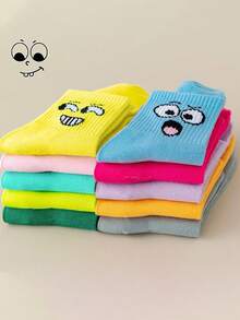 5/10双趣味表情袜，学院风，女士中筒袜，春夏款 - 彩色 - 查看 3