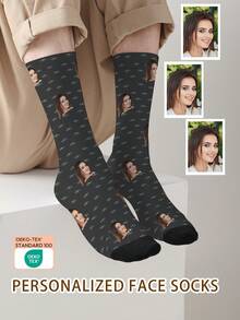 1 Par de Meias Personalizáveis com Rosto, Meias com Foto Personalizada, Meias Impressas Personalizadas, Meias Engraçadas com Rosto, Meias que Podem Ser Impressas com Qualquer Foto, Adequadas para Aniversário, Dia dos Namorados, Aniversário, Casamento, Dia das Mães, Dia dos Pais, Melhor Amigo, Presente para Mãe/Pai, Presente para Namorada/Namorado, Presente para Ela/Ele - Multicolorido - Visão 8
