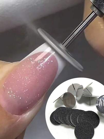 Nail Drill Bit,Nail Drill Bit For French Tip,Nails Drill Bits,Sanding Paper Discs With Metal Nail Drill Bit 25mm Foot Drill Replacement Sanding Discs,5/10/30pcs Sanding Paper Discs, #180 Grits For Nail Drill Bit,PedicureTools, Foot Files Remover Dead Skin,Nail Art Tools