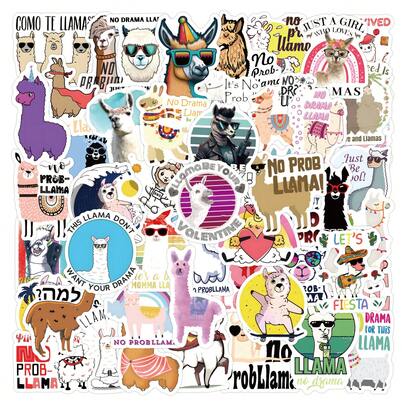 Cartoon Alpaca Stickers, Arts & Crafts, For Decorating Stationery, Cups, Luggage, Refrigerators, Skateboards, Guitars