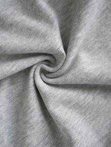 Spring/Summer Off-Shoulder Casual Sweet Cute Letter Embroidery Grey Fitted Long Sleeve Blouse For Women - Grey - View 9