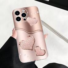 Pink Heart Pattern Winter Fashion New Shockproof Phone Case For Men & Women - شفاف - مشاهدة 3