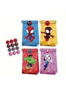 Bộ 12 túi quà tặng Người Nhện MARVEL - Đồ dùng trang trí tiệc siêu anh hùng, gồm 12 thiết kế độc đáo, phù hợp cho sinh nhật, lễ tốt nghiệp, trang trí tiệc siêu anh hùng, gói quà sinh nhật, họa tiết nhân vật tươi sáng. - Nhiều màu - Xem 1