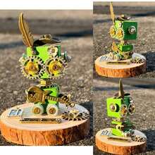 1pc "Dumb Little Cloth" Handmade Original Denim Punk Steampunk Robot Figurine, Handcrafted Gift For Friends, Sincere Heartfelt Present With Exquisite Punk Futuristic Design - Multicolor - View 3