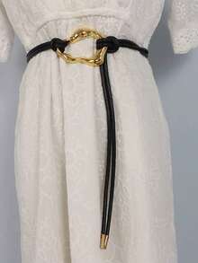 1 chiếc dây thắt eo màu đen mềm mại, thanh lịch, phụ kiện thắt eo thời trang, thắt lưng đa năng kiểu cổ điển với khóa hình học màu vàng, phù hợp với váy, áo sơ mi, áo len, áo khoác, mặc hàng ngày, dự tiệc, Giáng sinh, Tết Nguyên đán, quà tặng Ngày của Mẹ. - A - Xem 12